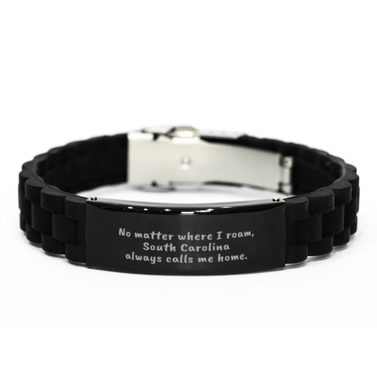 South Carolina Always Calls Me Home Gifts, Amazing South Carolina Birthday, Christmas Black Glidelock Clasp Bracelet For People from South Carolina, Men, Women, Friends - Mallard Moon Gift Shop