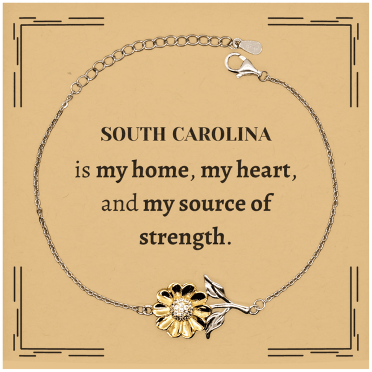 South Carolina is my home Gifts, Lovely South Carolina Birthday Christmas Sunflower Bracelet For People from South Carolina, Men, Women, Friends - Mallard Moon Gift Shop