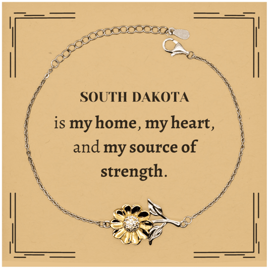 South Dakota is my home Gifts, Lovely South Dakota Birthday Christmas Sunflower Bracelet For People from South Dakota, Men, Women, Friends - Mallard Moon Gift Shop