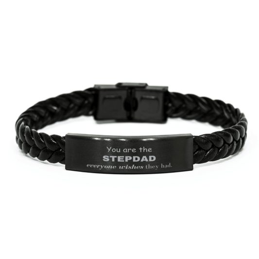 Stepdad Braided Leather Bracelet, Everyone wishes they had, Inspirational Bracelet For Stepdad, Stepdad Gifts, Birthday Christmas Unique Gifts For Stepdad - Mallard Moon Gift Shop