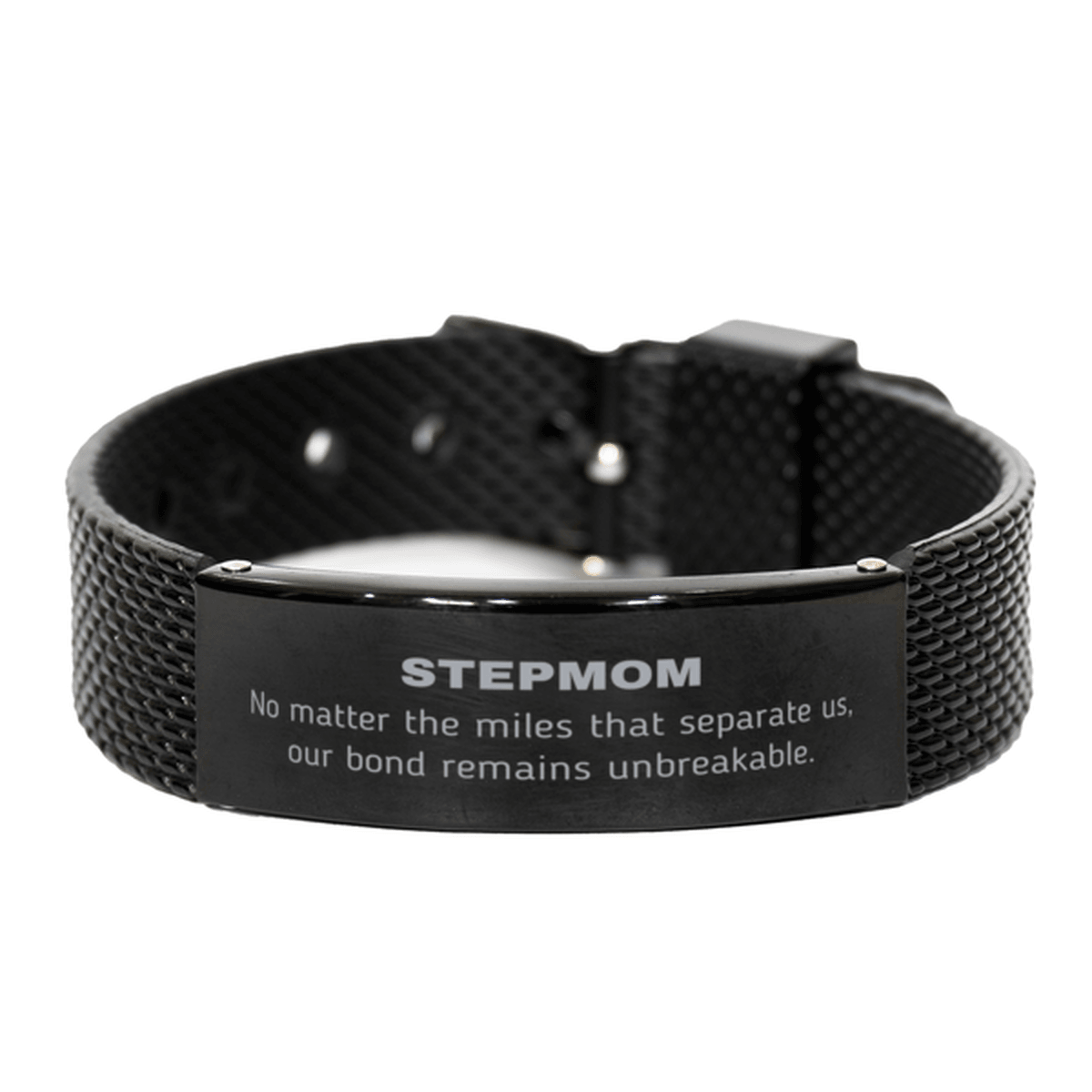 Stepmom Long Distance Relationship Gifts, No matter the miles that separate us, Cute Love Black Shark Mesh Bracelet For Stepmom, Birthday Christmas Unique Gifts For Stepmom - Mallard Moon Gift Shop