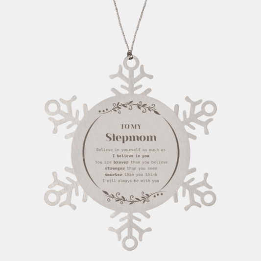 Stepmom Snowflake Ornament Gifts, To My Stepmom You are braver than you believe, stronger than you seem, Inspirational Gifts For Stepmom Ornament, Birthday, Christmas Gifts For Stepmom Men Women - Mallard Moon Gift Shop