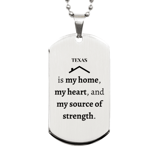 Texas is my home Gifts, Lovely Texas Birthday Christmas Silver Dog Tag For People from Texas, Men, Women, Friends - Mallard Moon Gift Shop