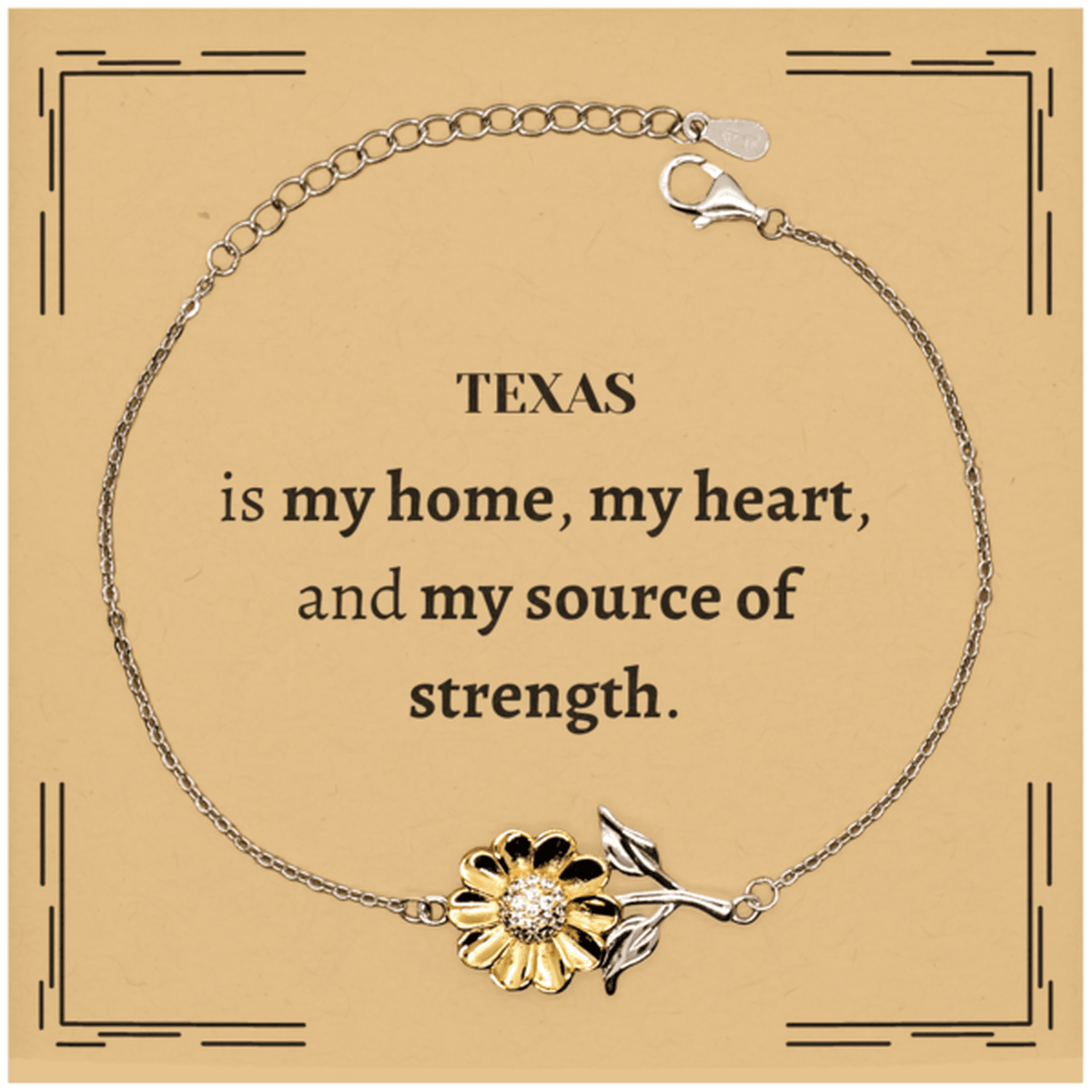 Texas is my home Gifts, Lovely Texas Birthday Christmas Sunflower Bracelet For People from Texas, Men, Women, Friends - Mallard Moon Gift Shop