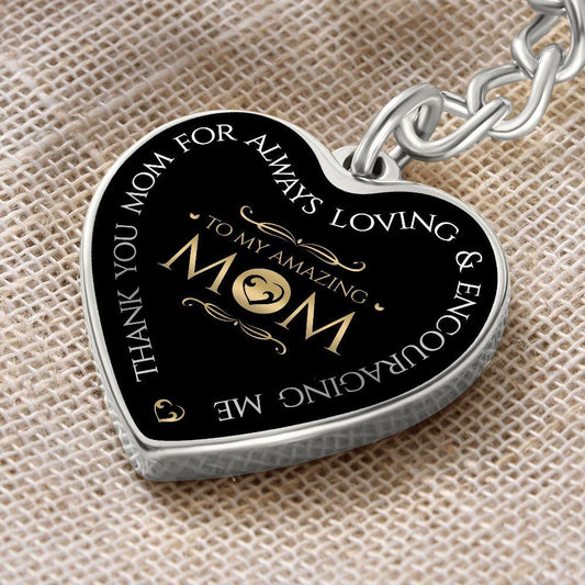 To My Amazing Mom Engraved Heart Shaped Keyring - Mallard Moon Gift Shop