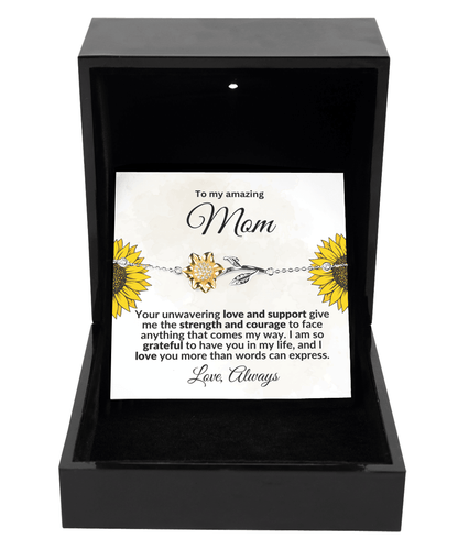 To my Amazing Mom Sunflower Bracelet - Mallard Moon Gift Shop