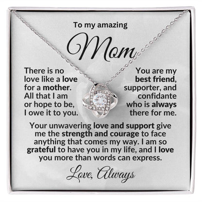 To my Amazing Mom - You are my Best Friend - Love Knot Pendant Necklace with Heartfelt Message - Mallard Moon Gift Shop