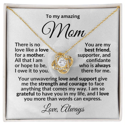 To my Amazing Mom - You are my Best Friend - Love Knot Pendant Necklace with Heartfelt Message - Mallard Moon Gift Shop