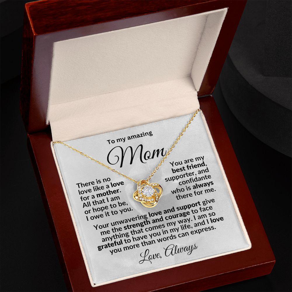 To my Amazing Mom - You are my Best Friend - Love Knot Pendant Necklace with Heartfelt Message - Mallard Moon Gift Shop