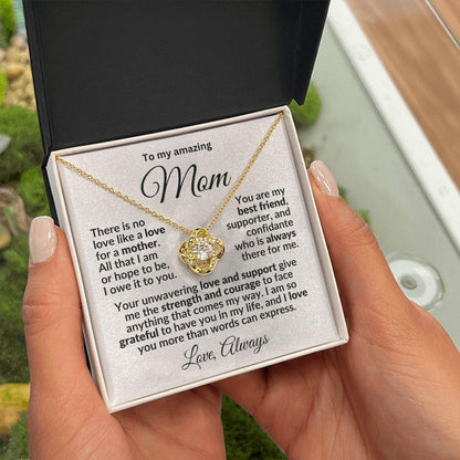 To my Amazing Mom - You are my Best Friend - Love Knot Pendant Necklace with Heartfelt Message - Mallard Moon Gift Shop