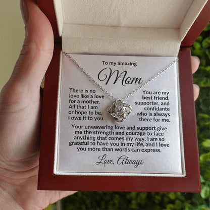 To my Amazing Mom - You are my Best Friend - Love Knot Pendant Necklace with Heartfelt Message - Mallard Moon Gift Shop