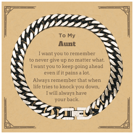 To My Aunt Gifts, Never give up no matter what, Inspirational Aunt Cuban Link Chain Bracelet, Encouragement Birthday Christmas Unique Gifts For Aunt - Mallard Moon Gift Shop