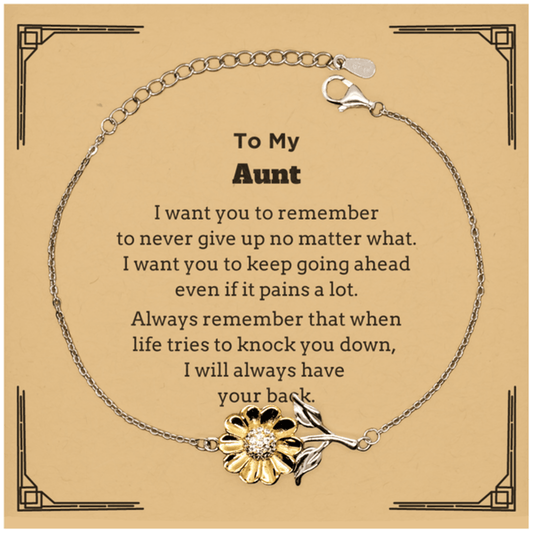 To My Aunt Gifts, Never give up no matter what, Inspirational Aunt Sunflower Bracelet, Encouragement Birthday Christmas Unique Gifts For Aunt - Mallard Moon Gift Shop