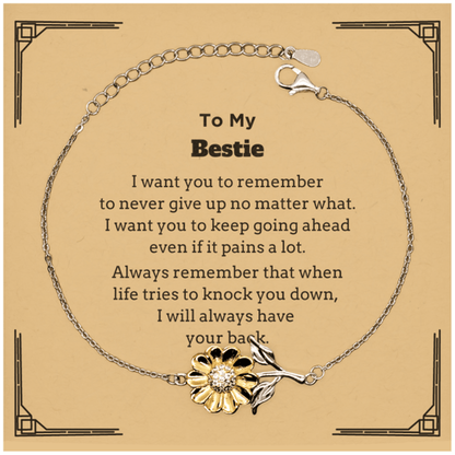 To My Bestie Gifts, Never give up no matter what, Inspirational Bestie Sunflower Bracelet, Encouragement Birthday Christmas Unique Gifts For Bestie - Mallard Moon Gift Shop