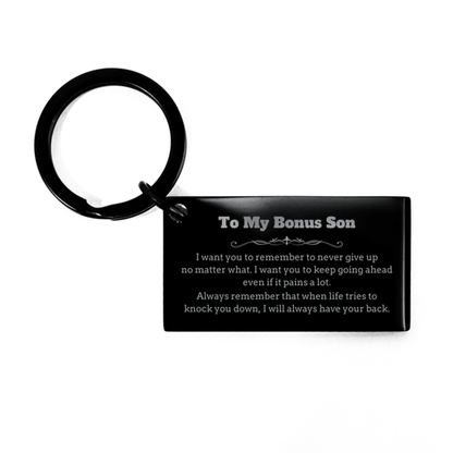 To My Bonus Son Gifts, Never give up no matter what, Inspirational Bonus Son Keychain, Encouragement Birthday Christmas Unique Gifts For Bonus Son - Mallard Moon Gift Shop