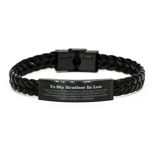 To My Brother In Law Gifts, Never give up no matter what, Inspirational Brother In Law Braided Leather Bracelet, Encouragement Birthday Christmas Unique Gifts For Brother In Law - Mallard Moon Gift Shop
