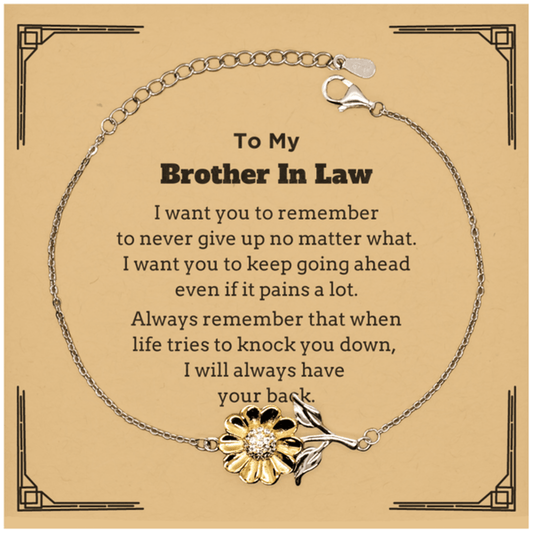 To My Brother In Law Gifts, Never give up no matter what, Inspirational Brother In Law Sunflower Bracelet, Encouragement Birthday Christmas Unique Gifts For Brother In Law - Mallard Moon Gift Shop