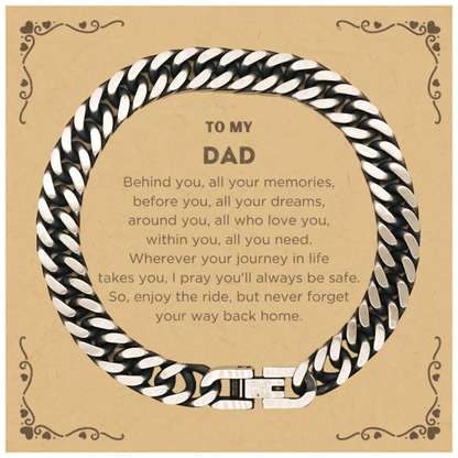 To My Dad Gifts, Inspirational Dad Cuban Link Chain Bracelet, Sentimental Birthday Christmas Unique Gifts For Dad Behind you, all your memories, before you, all your dreams, around you, all who love you, within you, all you need - Mallard Moon Gift Shop
