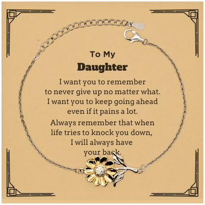 To My Daughter Gifts, Never give up no matter what, Inspirational Daughter Sunflower Bracelet, Encouragement Birthday Christmas Unique Gifts For Daughter - Mallard Moon Gift Shop