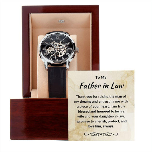 To My Father in Law from Daughter in Law - Openwork Watch - Mallard Moon Gift Shop