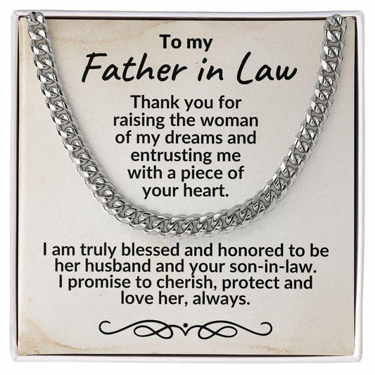 To My Father in Law Gift from Son in Law Cuban Chain Link Necklace - Mallard Moon Gift Shop