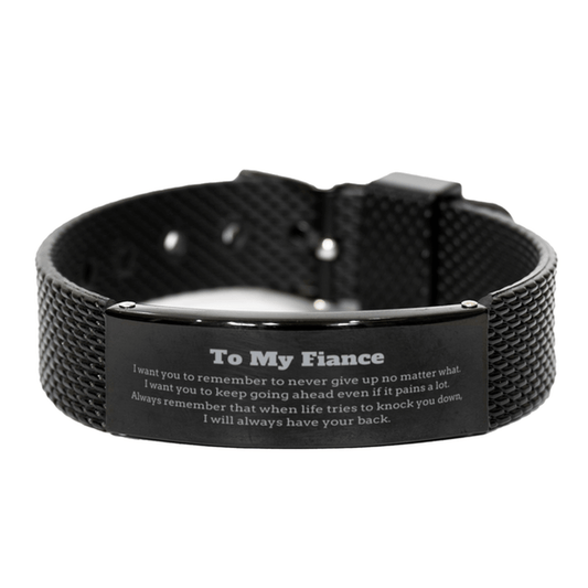 To My Fiance Gifts, Never give up no matter what, Inspirational Fiance Black Shark Mesh Bracelet, Encouragement Birthday Christmas Unique Gifts For Fiance - Mallard Moon Gift Shop