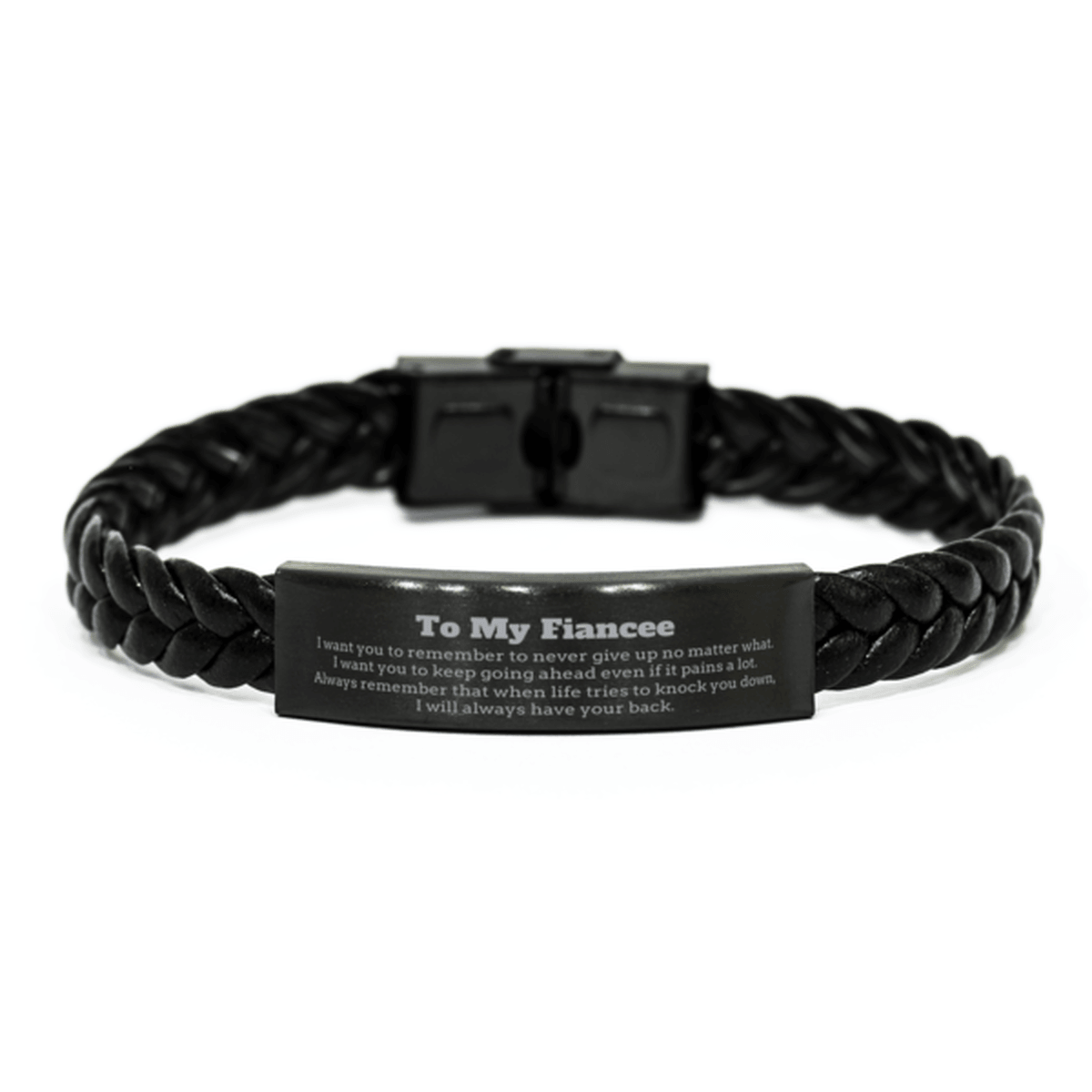 To My Fiancee Gifts, Never give up no matter what, Inspirational Fiancee Braided Leather Bracelet, Encouragement Birthday Christmas Unique Gifts For Fiancee - Mallard Moon Gift Shop