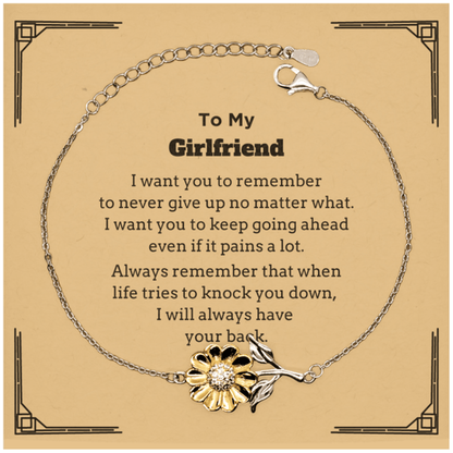 To My Girlfriend Gifts, Never give up no matter what, Inspirational Girlfriend Sunflower Bracelet, Encouragement Birthday Christmas Unique Gifts For Girlfriend - Mallard Moon Gift Shop