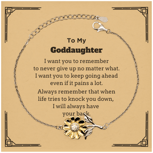To My Goddaughter Gifts, Never give up no matter what, Inspirational Goddaughter Sunflower Bracelet, Encouragement Birthday Christmas Unique Gifts For Goddaughter - Mallard Moon Gift Shop
