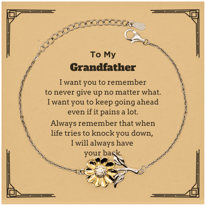 To My Grandfather Gifts, Never give up no matter what, Inspirational Grandfather Sunflower Bracelet, Encouragement Birthday Christmas Unique Gifts For Grandfather - Mallard Moon Gift Shop