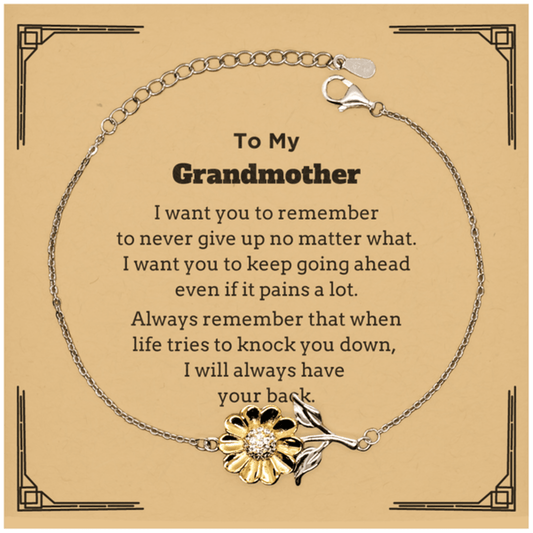 To My Grandmother Gifts, Never give up no matter what, Inspirational Grandmother Sunflower Bracelet, Encouragement Birthday Christmas Unique Gifts For Grandmother - Mallard Moon Gift Shop