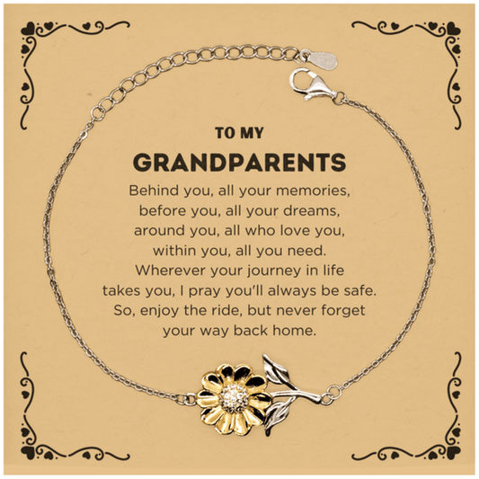 To My Grandparents Gifts, Inspirational Grandparents Sunflower Bracelet, Sentimental Birthday Christmas Unique Gifts For Grandparents Behind you, all your memories, before you, all your dreams, around you, all who love you, within you, all you need - Mallard Moon Gift Shop