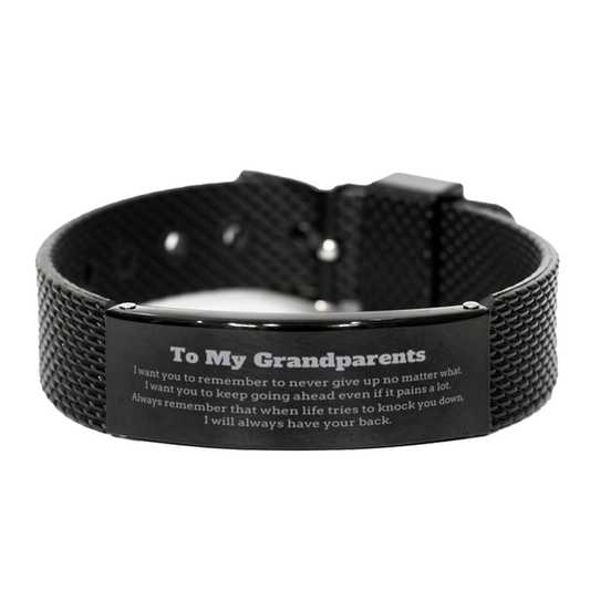 To My Grandparents Gifts, Never give up no matter what, Inspirational Grandparents Black Shark Mesh Bracelet, Encouragement Birthday Christmas Unique Gifts For Grandparents - Mallard Moon Gift Shop