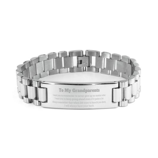 To My Grandparents Gifts, Never give up no matter what, Inspirational Grandparents Ladder Stainless Steel Bracelet, Encouragement Birthday Christmas Unique Gifts For Grandparents - Mallard Moon Gift Shop