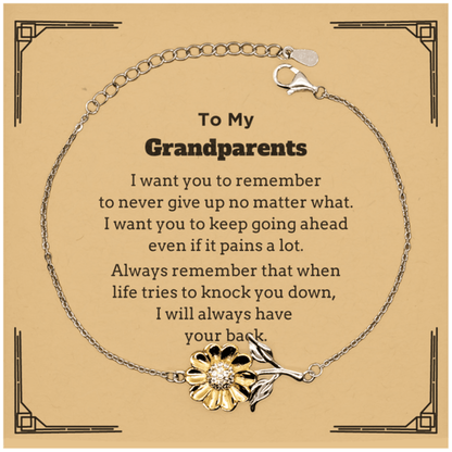 To My Grandparents Gifts, Never give up no matter what, Inspirational Grandparents Sunflower Bracelet, Encouragement Birthday Christmas Unique Gifts For Grandparents - Mallard Moon Gift Shop