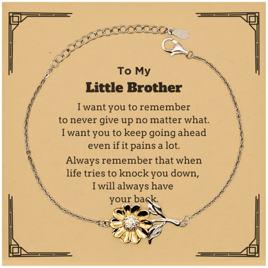 To My Little Brother Gifts, Never give up no matter what, Inspirational Little Brother Sunflower Bracelet, Encouragement Birthday Christmas Unique Gifts For Little Brother - Mallard Moon Gift Shop