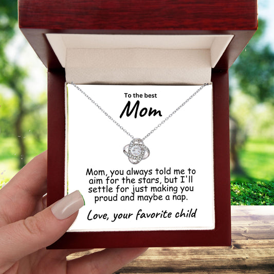To My Mom Aim for the Stars Love Knot Necklace - Mallard Moon Gift Shop