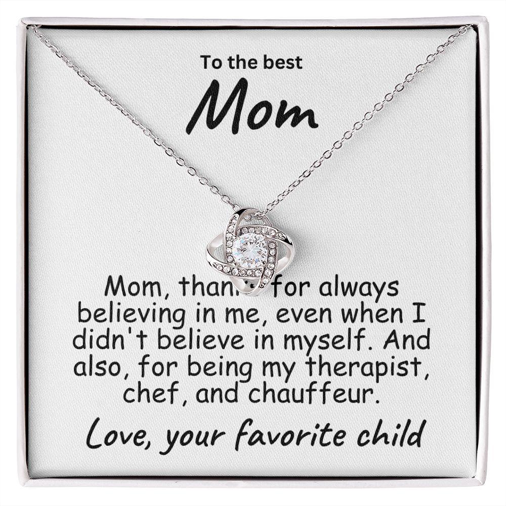 To My Mom Believing in Me Love Knot Necklace - Mallard Moon Gift Shop