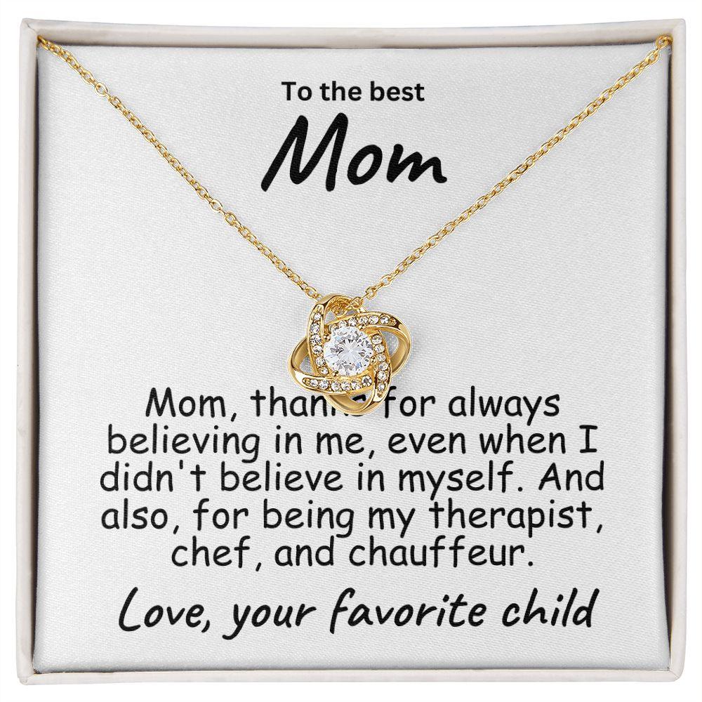 To My Mom Believing in Me Love Knot Necklace - Mallard Moon Gift Shop