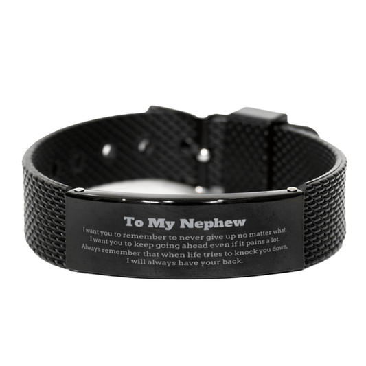 To My Nephew Gifts, Never give up no matter what, Inspirational Nephew Black Shark Mesh Bracelet, Encouragement Birthday Christmas Unique Gifts For Nephew - Mallard Moon Gift Shop