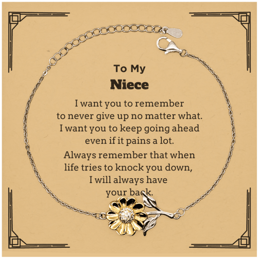 To My Niece Gifts, Never give up no matter what, Inspirational Niece Sunflower Bracelet, Encouragement Birthday Christmas Unique Gifts For Niece - Mallard Moon Gift Shop