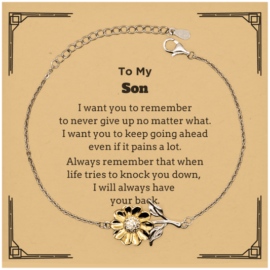 To My Son Gifts, Never give up no matter what, Inspirational Son Sunflower Bracelet, Encouragement Birthday Christmas Unique Gifts For Son - Mallard Moon Gift Shop