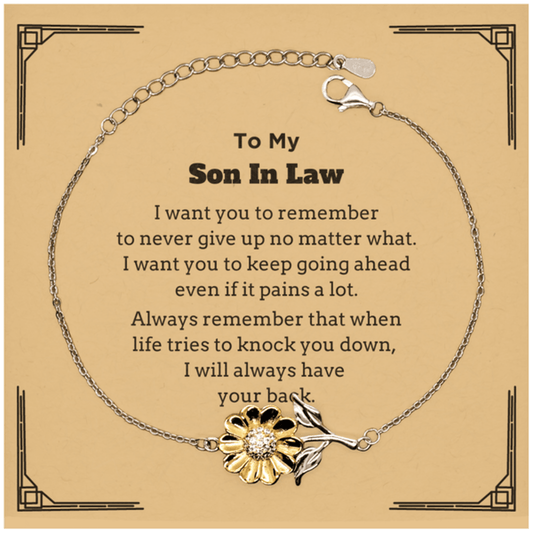 To My Son In Law Gifts, Never give up no matter what, Inspirational Son In Law Sunflower Bracelet, Encouragement Birthday Christmas Unique Gifts For Son In Law - Mallard Moon Gift Shop