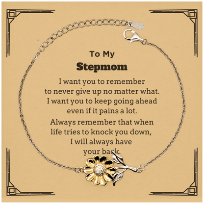 To My Stepmom Gifts, Never give up no matter what, Inspirational Stepmom Sunflower Bracelet, Encouragement Birthday Christmas Unique Gifts For Stepmom - Mallard Moon Gift Shop