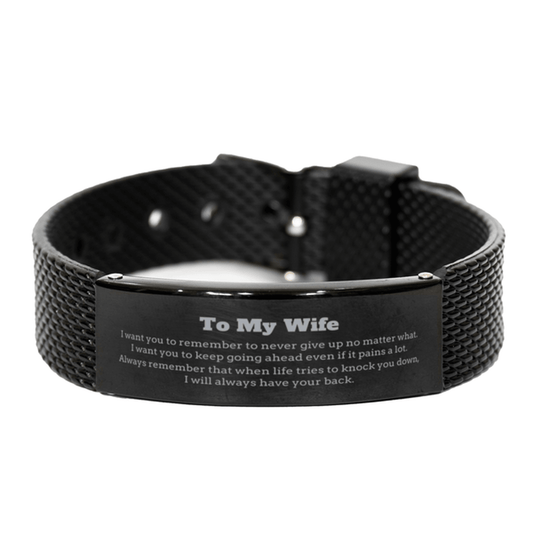 To My Wife Gifts, Never give up no matter what, Inspirational Wife Black Shark Mesh Bracelet, Encouragement Birthday Christmas Unique Gifts For Wife - Mallard Moon Gift Shop