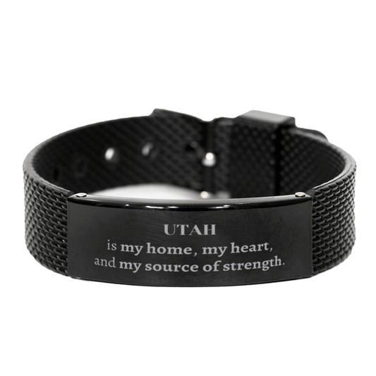 Utah is my home Gifts, Lovely Utah Birthday Christmas Black Shark Mesh Bracelet For People from Utah, Men, Women, Friends - Mallard Moon Gift Shop