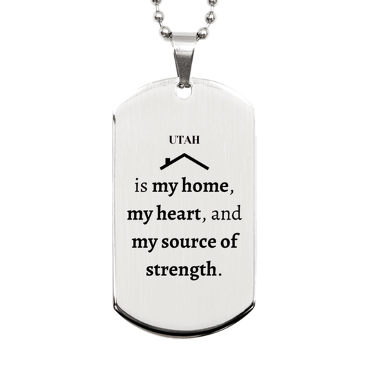 Utah is my home Gifts, Lovely Utah Birthday Christmas Silver Dog Tag For People from Utah, Men, Women, Friends - Mallard Moon Gift Shop