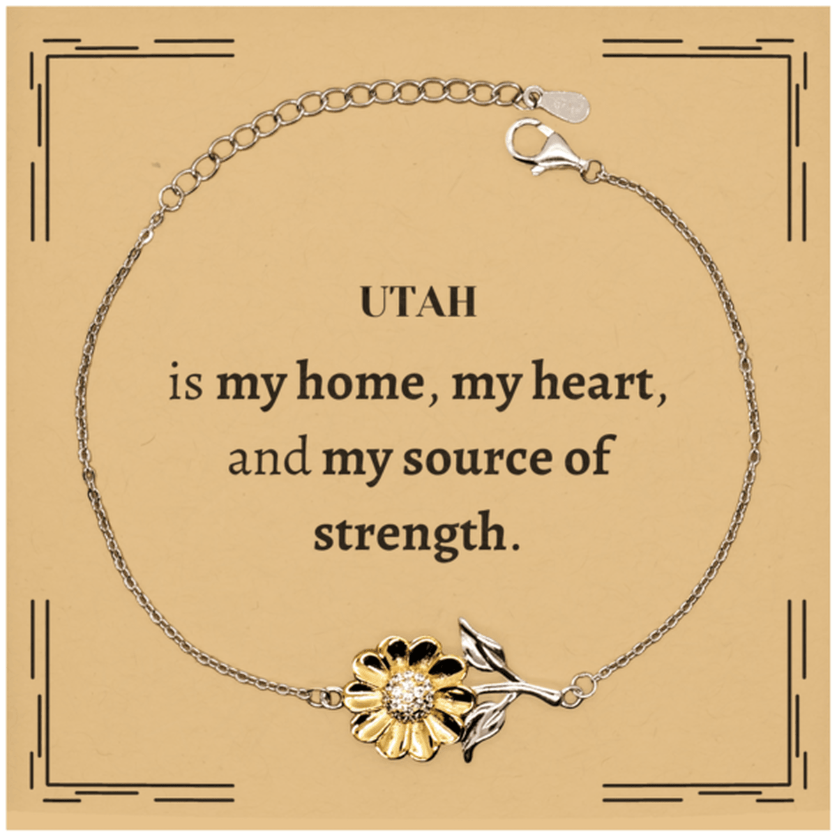 Utah is my home Gifts, Lovely Utah Birthday Christmas Sunflower Bracelet For People from Utah, Men, Women, Friends - Mallard Moon Gift Shop
