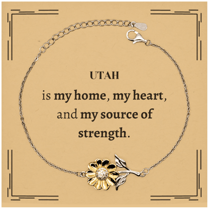 Utah is my home Gifts, Lovely Utah Birthday Christmas Sunflower Bracelet For People from Utah, Men, Women, Friends - Mallard Moon Gift Shop