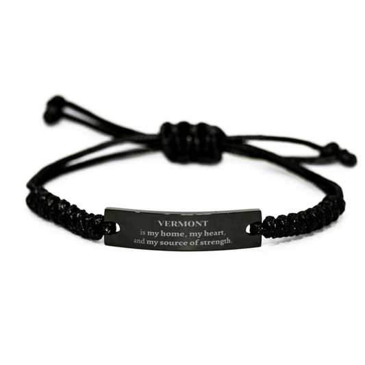 Vermont is my home Gifts, Lovely Vermont Birthday Christmas Black Rope Bracelet For People from Vermont, Men, Women, Friends - Mallard Moon Gift Shop